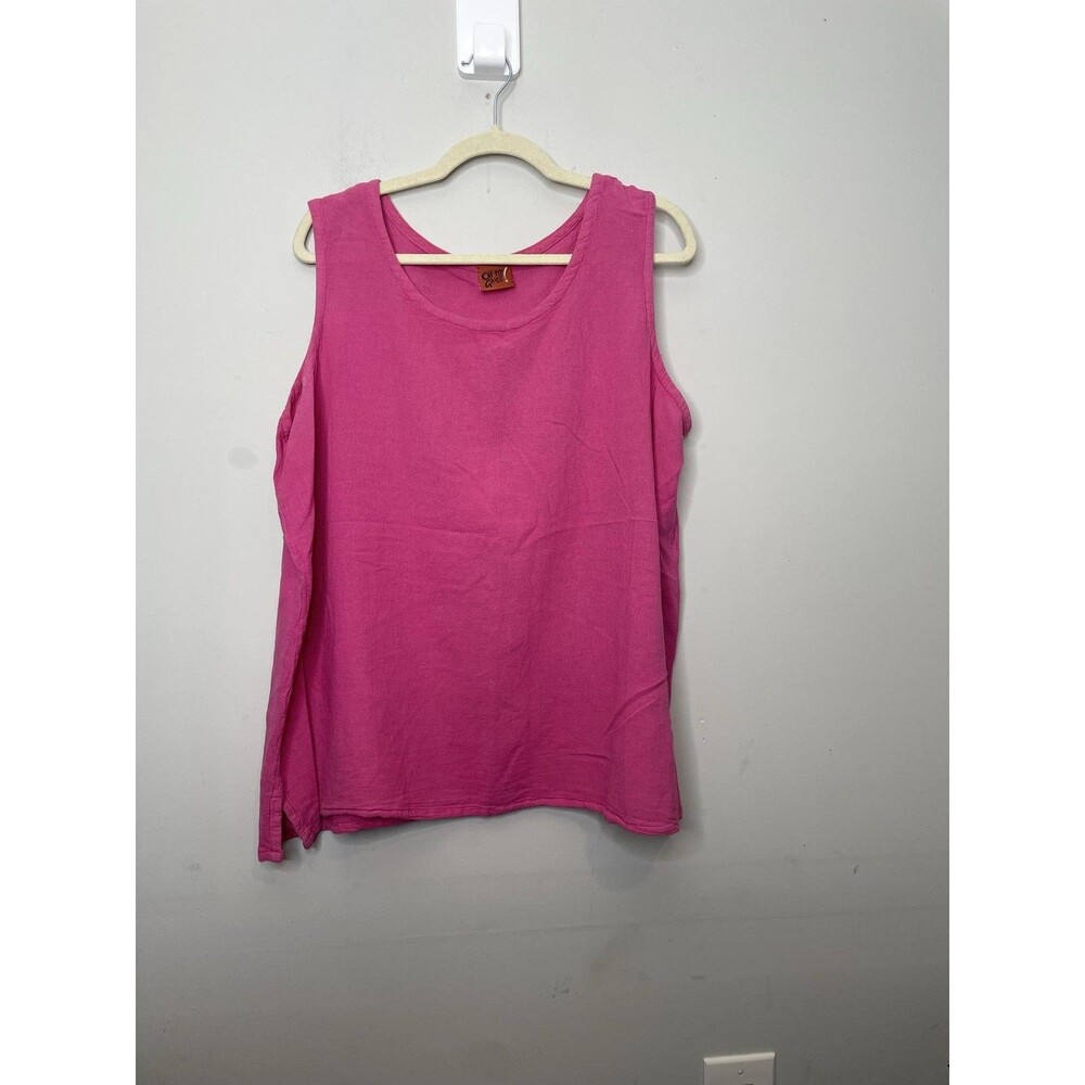 Oh My Gauze Tank Top Womens 3 Pink 100% Cotton Lagenlook Tunic Sleeveless Casual